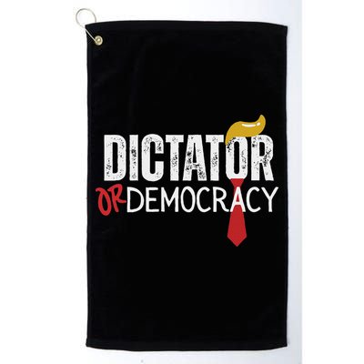Dictator Or Democracy? Funny Trump Hair Tie Design Golf Towel