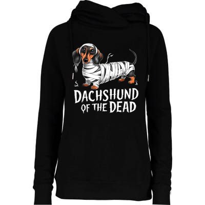 Dachshund Of Dead Halloween Mummy Dog Womens Funnel Neck Pullover Hood