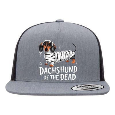 Dachshund Of Dead Halloween Mummy Dog Flat Bill Trucker Hat