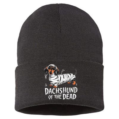 Dachshund Of Dead Halloween Mummy Dog Sustainable Knit Beanie