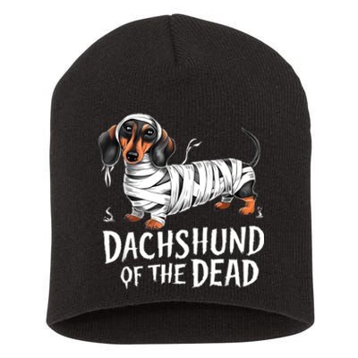 Dachshund Of Dead Halloween Mummy Dog Short Acrylic Beanie