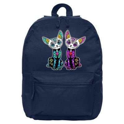 Day Of Dead Sugar Cats Skeleton Skull 16 in Basic Backpack