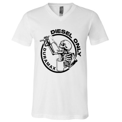 Diesel Only Duramax Lifted Truck Power Stroke Diesel Can V-Neck T-Shirt