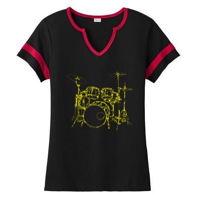 Drums Outline Ladies Halftime Notch Neck Tee