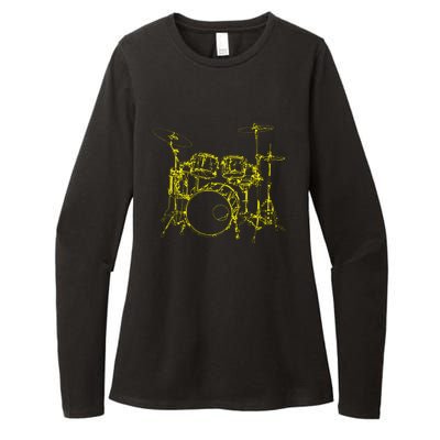 Drums Outline Womens CVC Long Sleeve Shirt