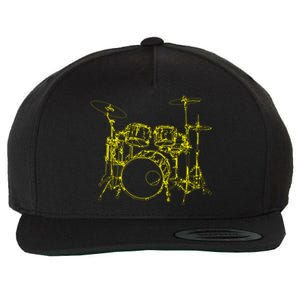 Drums Outline Wool Snapback Cap