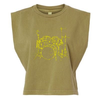 Drums Outline Garment-Dyed Women's Muscle Tee