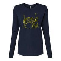 Drums Outline Womens Cotton Relaxed Long Sleeve T-Shirt