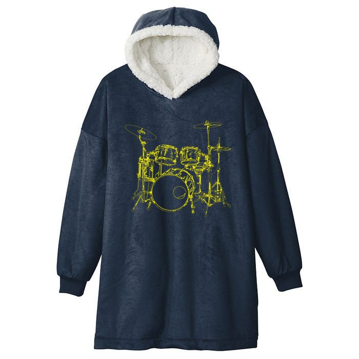 Drums Outline Hooded Wearable Blanket