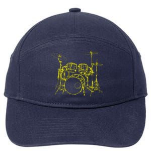 Drums Outline 7-Panel Snapback Hat