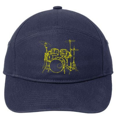 Drums Outline 7-Panel Snapback Hat