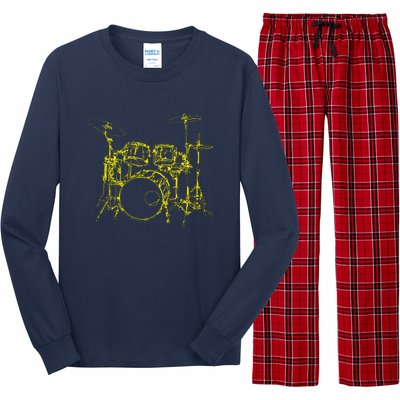 Drums Outline Long Sleeve Pajama Set