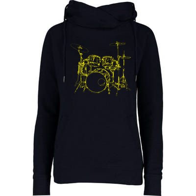 Drums Outline Womens Funnel Neck Pullover Hood