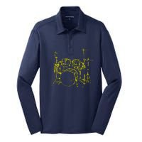 Drums Outline Silk Touch Performance Long Sleeve Polo