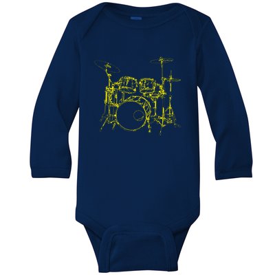 Drums Outline Baby Long Sleeve Bodysuit