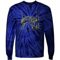 Drums Outline Tie-Dye Long Sleeve Shirt