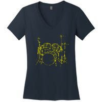 Drums Outline Women's V-Neck T-Shirt