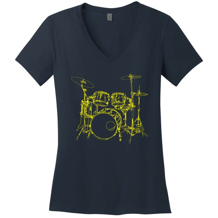 Drums Outline Women's V-Neck T-Shirt