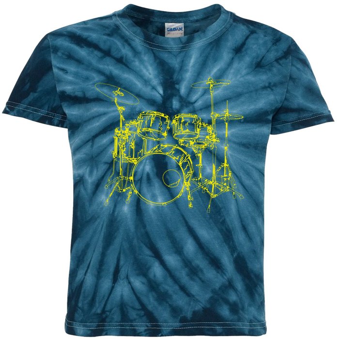 Drums Outline Kids Tie-Dye T-Shirt