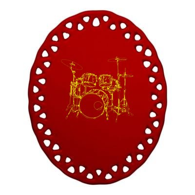 Drums Outline Ceramic Oval Ornament