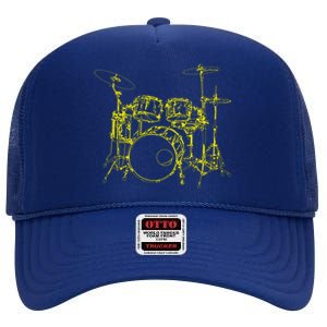 Drums Outline High Crown Mesh Back Trucker Hat