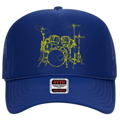 Drums Outline High Crown Mesh Back Trucker Hat