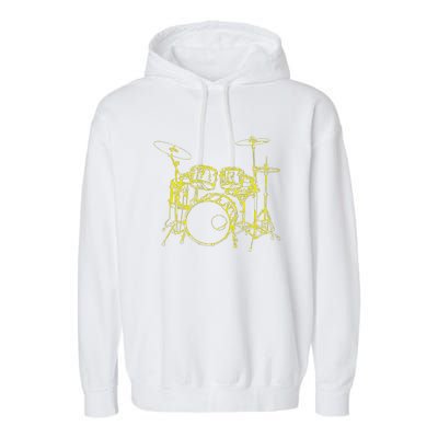 Drums Outline Garment-Dyed Fleece Hoodie