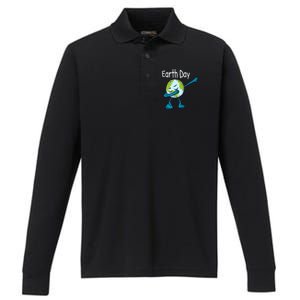 Day Of Earth Save The Planet Stop Global Warming Gift Performance Long Sleeve Polo