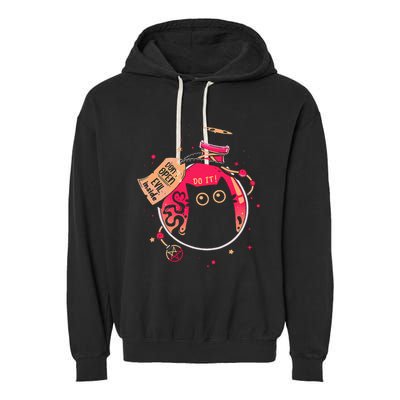 DonT Open Evil Inside Funny Cat Garment-Dyed Fleece Hoodie