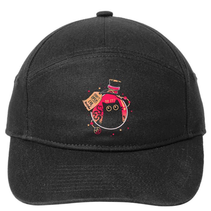 DonT Open Evil Inside Funny Cat 7-Panel Snapback Hat