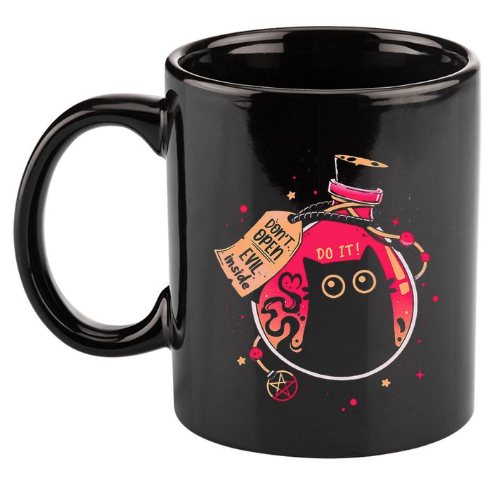 DonT Open Evil Inside Funny Cat 11oz C Handle Ceramic Mug