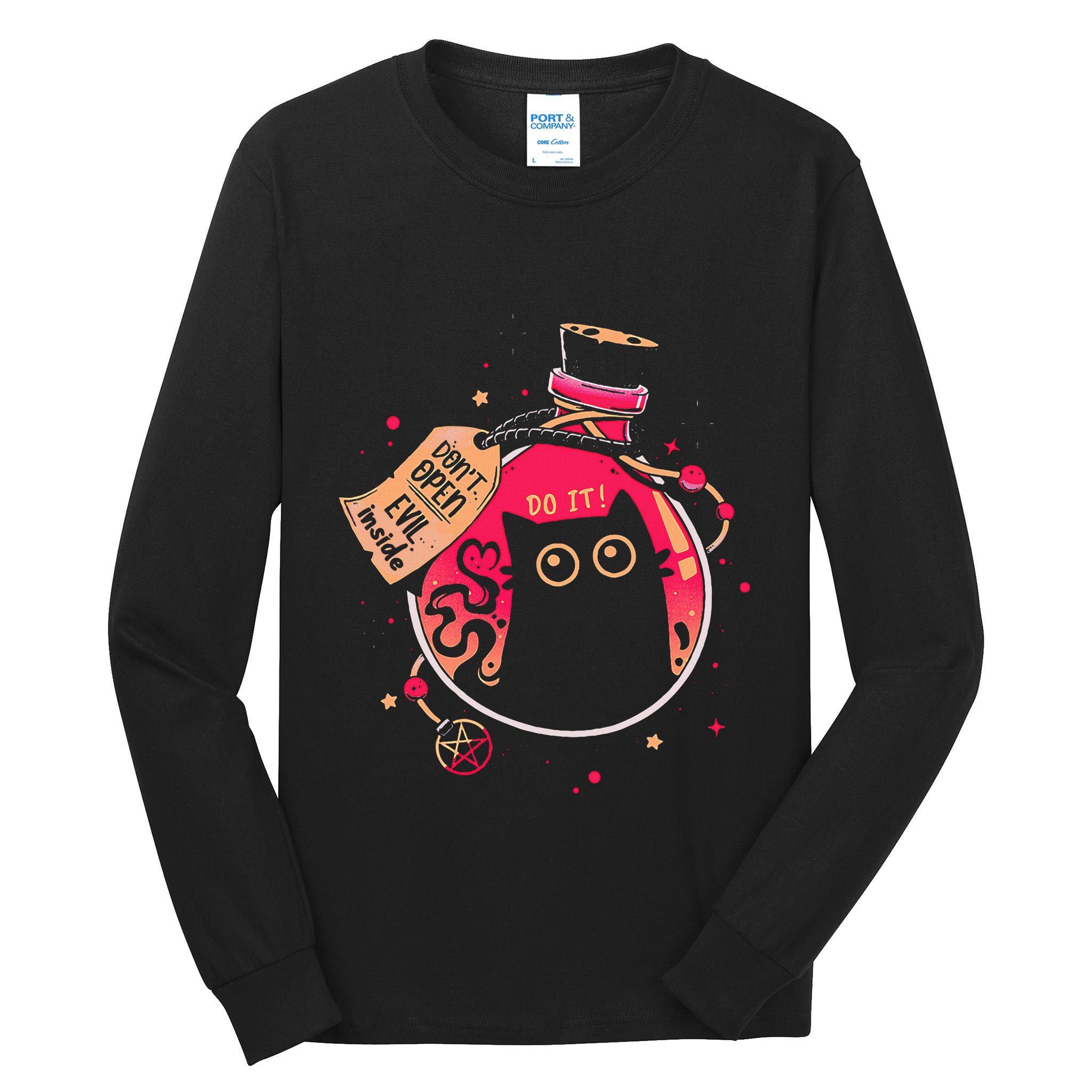 DonT Open Evil Inside Funny Cat Tall Long Sleeve T-Shirt