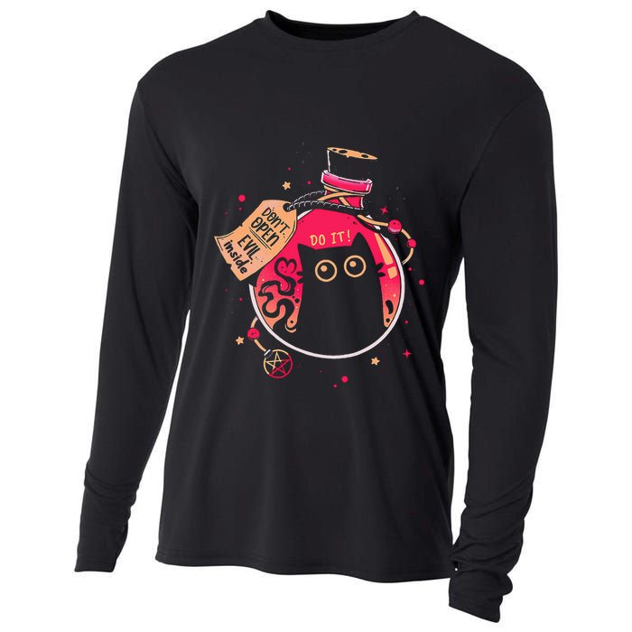 DonT Open Evil Inside Funny Cat Cooling Performance Long Sleeve Crew
