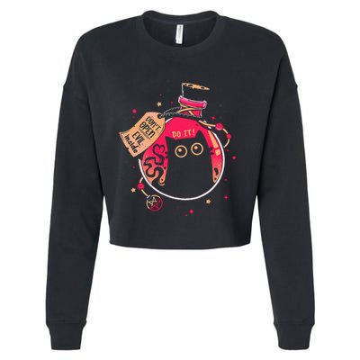 DonT Open Evil Inside Funny Cat Cropped Pullover Crew