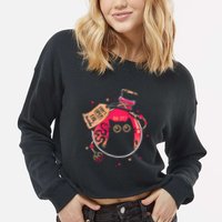 DonT Open Evil Inside Funny Cat Cropped Pullover Crew