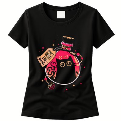 DonT Open Evil Inside Funny Cat Womens T-Shirt