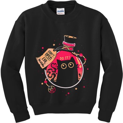 DonT Open Evil Inside Funny Cat Kids Sweatshirt