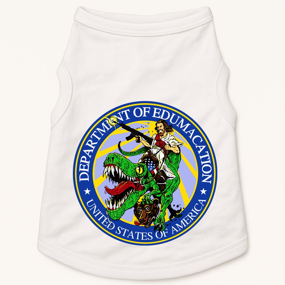 Department Of Edumacation United States Of America Trex Jesus Doggie Tank