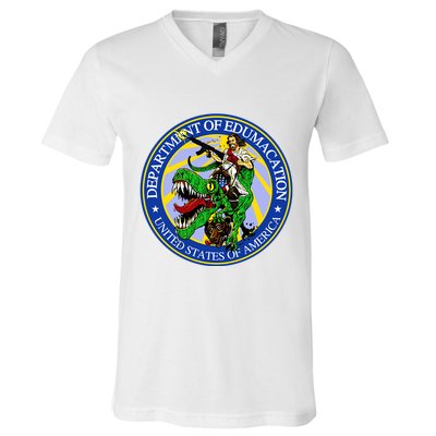 Department Of Edumacation United States Of America Trex Jesus V-Neck T-Shirt