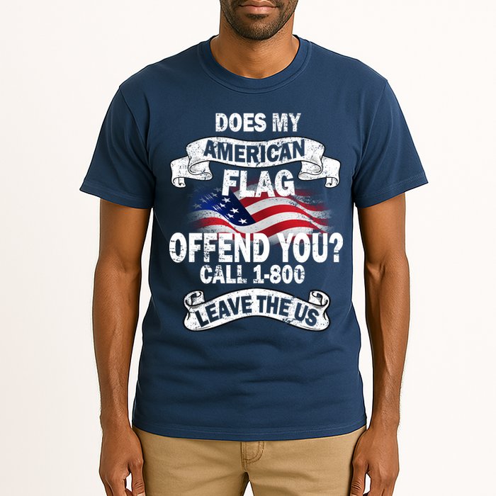 Does My American Flag Offend You Call 7-800 Leave Us Alone Tall T-Shirt