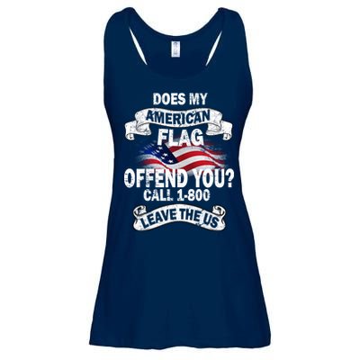 Does My American Flag Offend You Call 7-800 Leave Us Alone Ladies Essential Flowy Tank