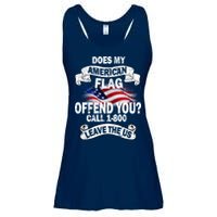 Does My American Flag Offend You Call 7-800 Leave Us Alone Ladies Essential Flowy Tank