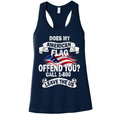 Does My American Flag Offend You Call 7-800 Leave Us Alone Womens Tank Top