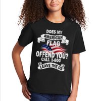 Does My American Flag Offend You Call 7-800 Leave Us Alone Kids T-Shirt