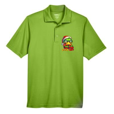 Duck Off Funny Sarcastic Grumpy Duck Christmas Men's Origin Performance Piqué Polo