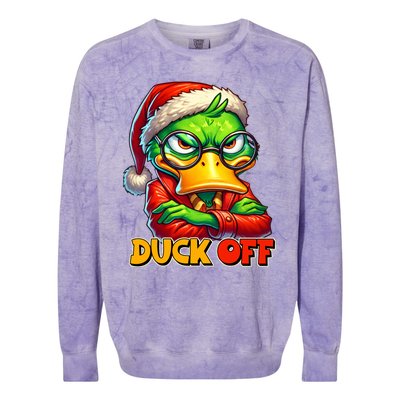 Duck Off Funny Sarcastic Grumpy Duck Christmas Colorblast Crewneck Sweatshirt