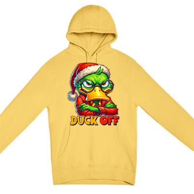 Duck Off Funny Sarcastic Grumpy Duck Christmas Premium Pullover Hoodie