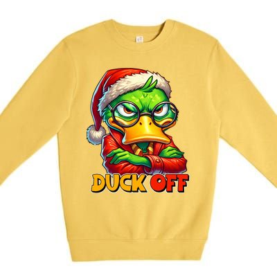 Duck Off Funny Sarcastic Grumpy Duck Christmas Premium Crewneck Sweatshirt