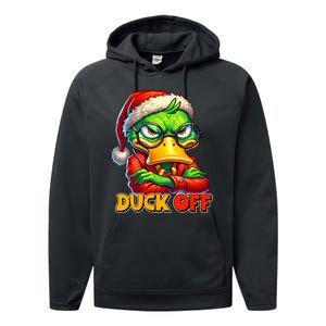 Duck Off Funny Sarcastic Grumpy Duck Christmas Performance Fleece Hoodie