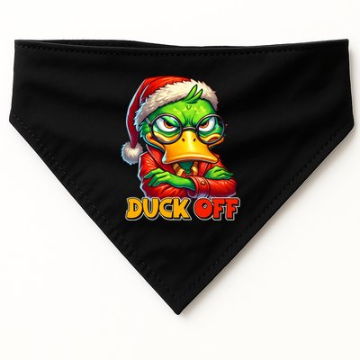 Duck Off Funny Sarcastic Grumpy Duck Christmas USA-Made Doggie Bandana